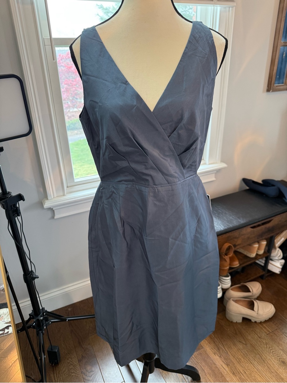 J. Crew Slate Blue Sleeveless Silk Wrap-Style Dress Size 8 BNWT retail 238
